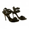 MANOLO BLAHNIK BLACK HEELS WITH STRAPS AND FABRIC SIZE:38